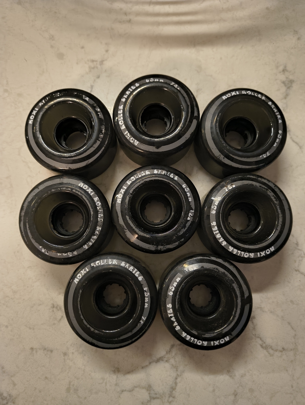 Moxi Gummy Roller Skate Wheels - Set of 8 In Black Smoke 65mm 78a